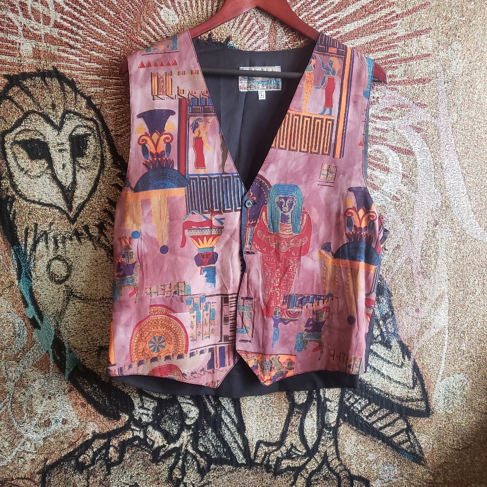 VTG African/ Egyptian style cotton button up vest